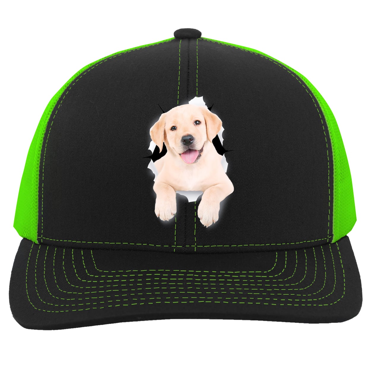 104C Trucker Snap Back - Black/Neon Green