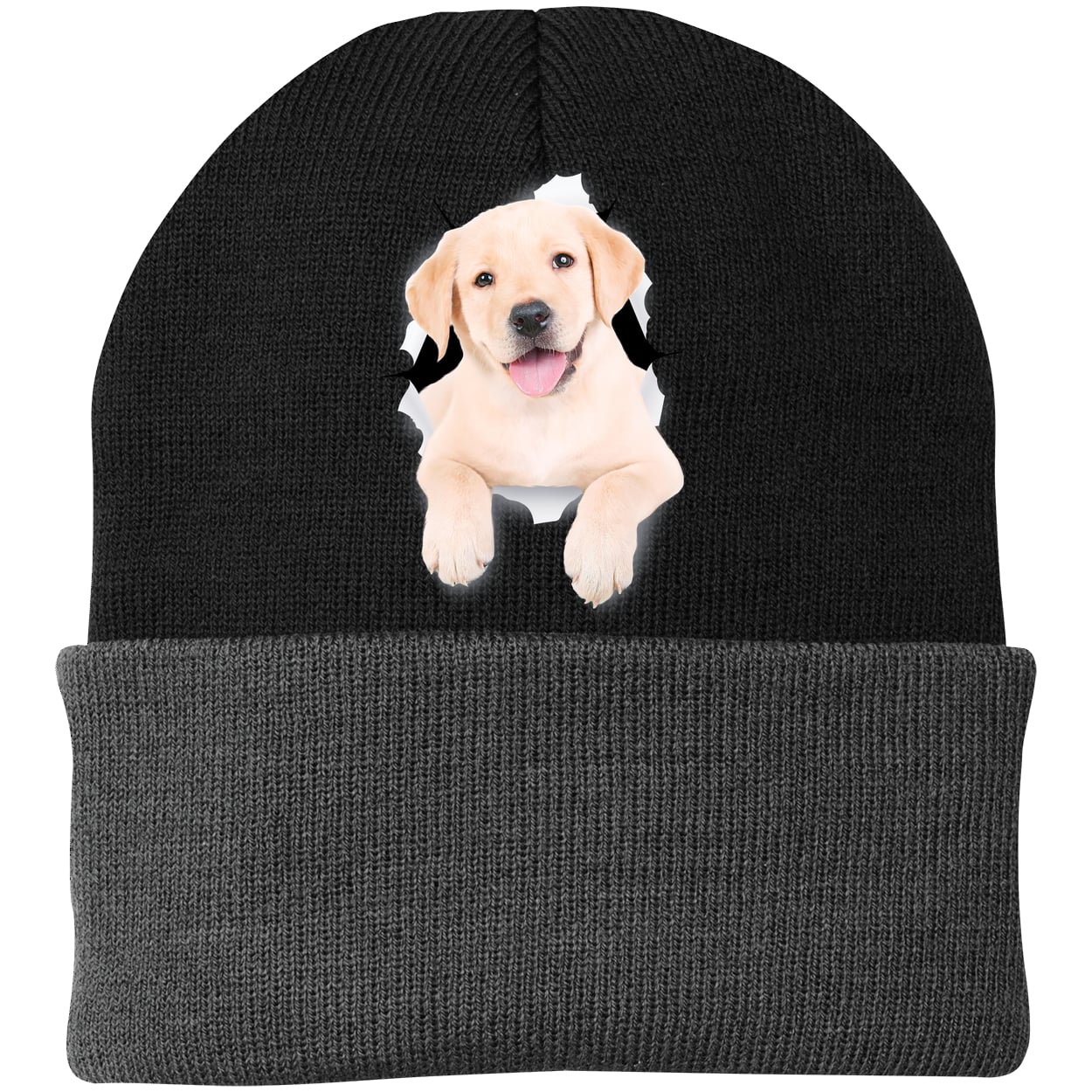 CP90 Port & Company Knit Beanie - Black/Gray