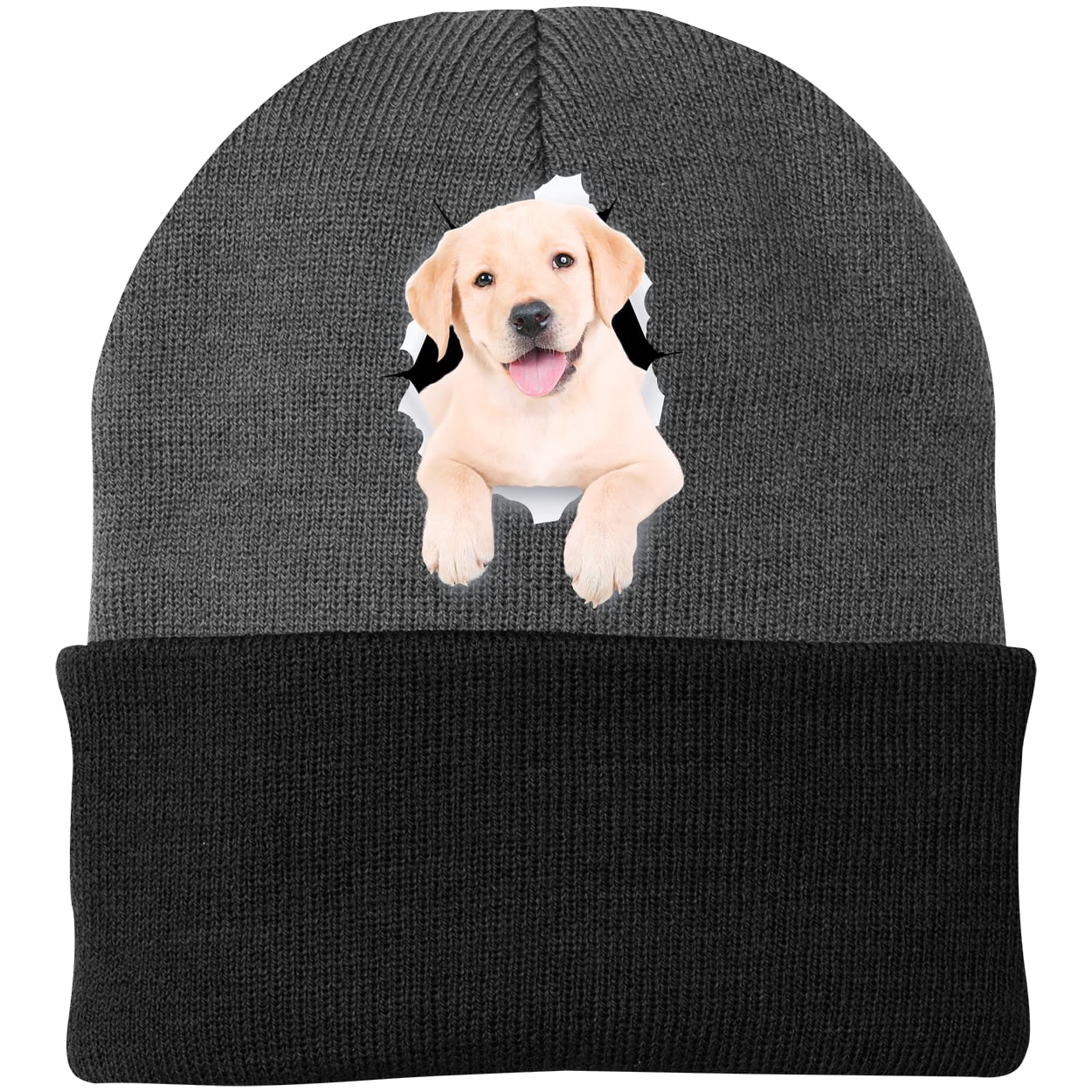 CP90 Port & Company Knit Beanie - Athletic Oxford/Black