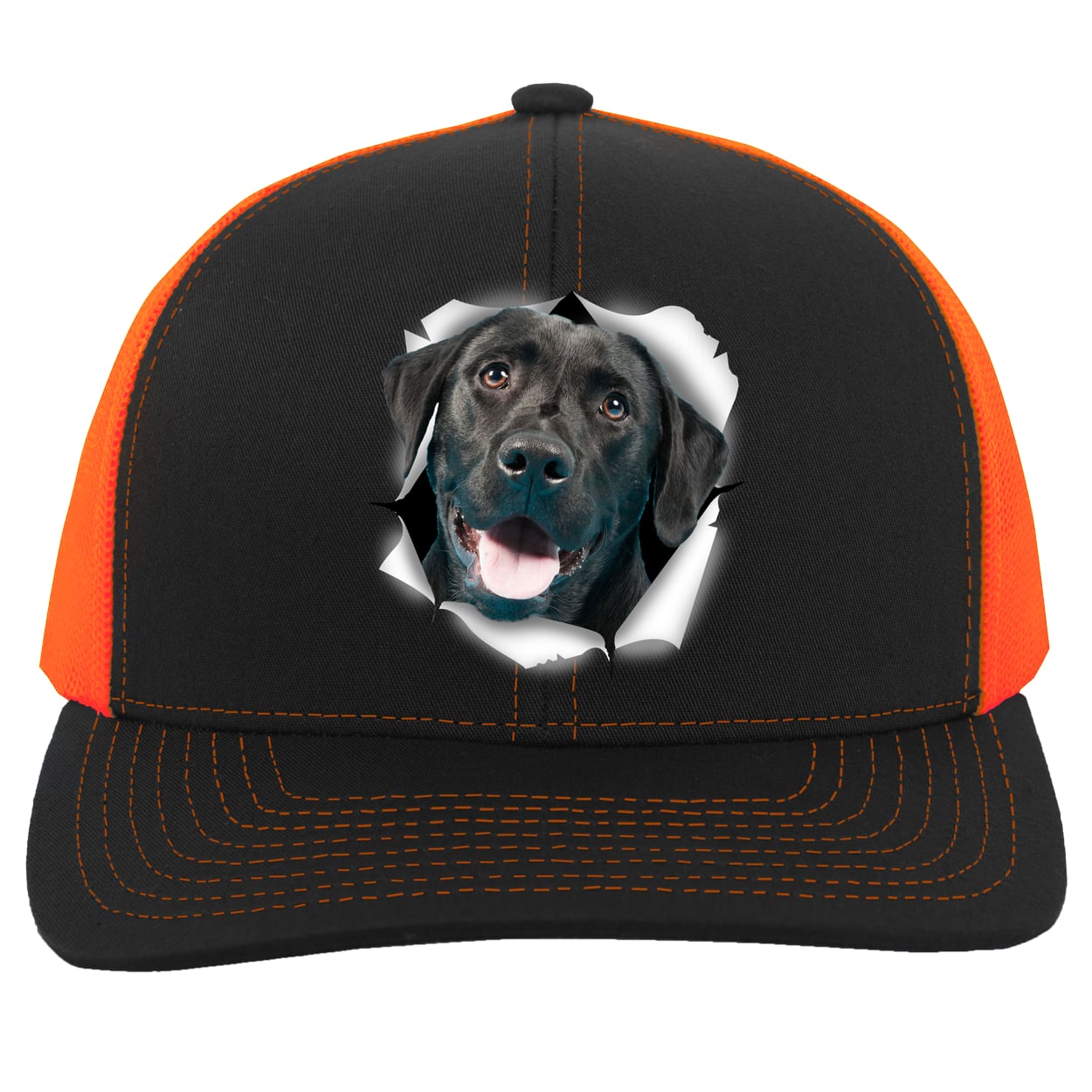 104C Trucker Snap Back - Black/Neon Orange
