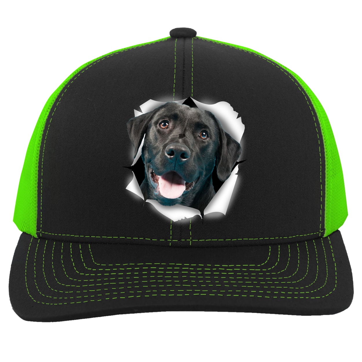 104C Trucker Snap Back - Black/Neon Green