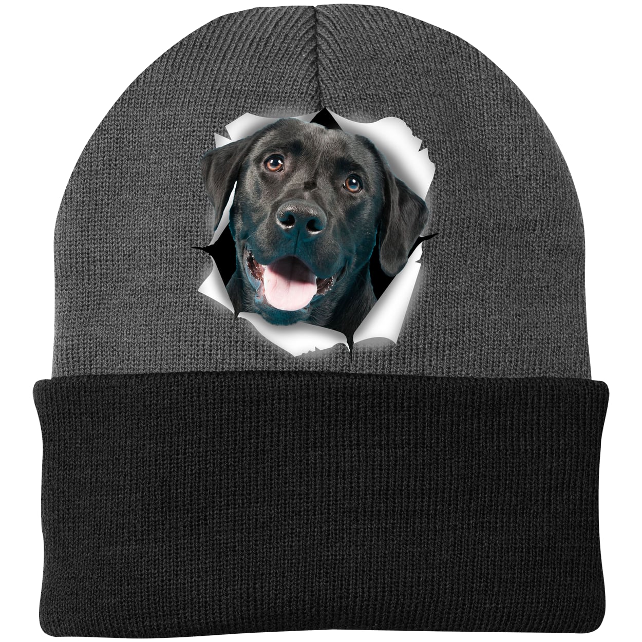 CP90 Port & Company Knit Beanie - Athletic Oxford/Black