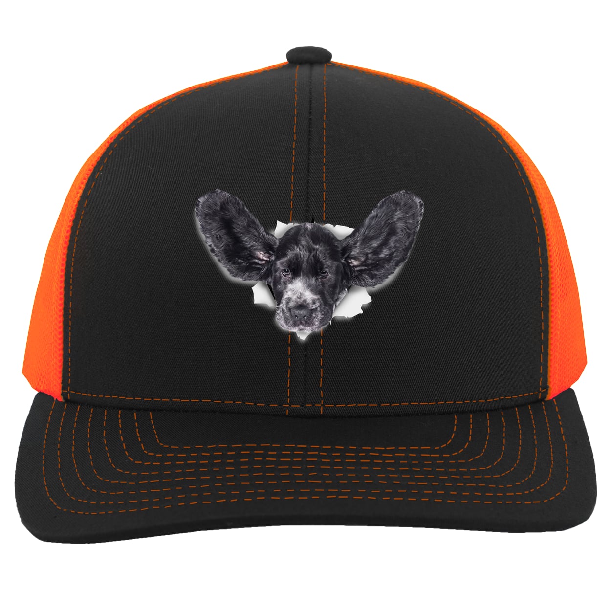 104C Trucker Snap Back - Black/Neon Orange