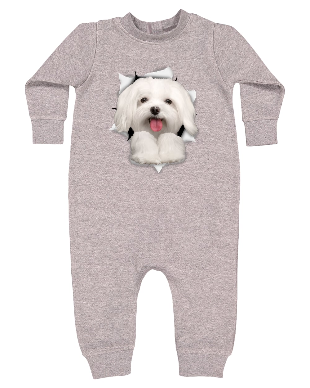 4447 Rabbit Skins Infant Fleece One-Piece Bodysuit - Heather Grey