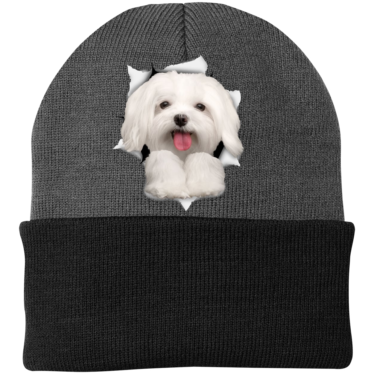 CP90 Port & Company Knit Beanie - Athletic Oxford/Black