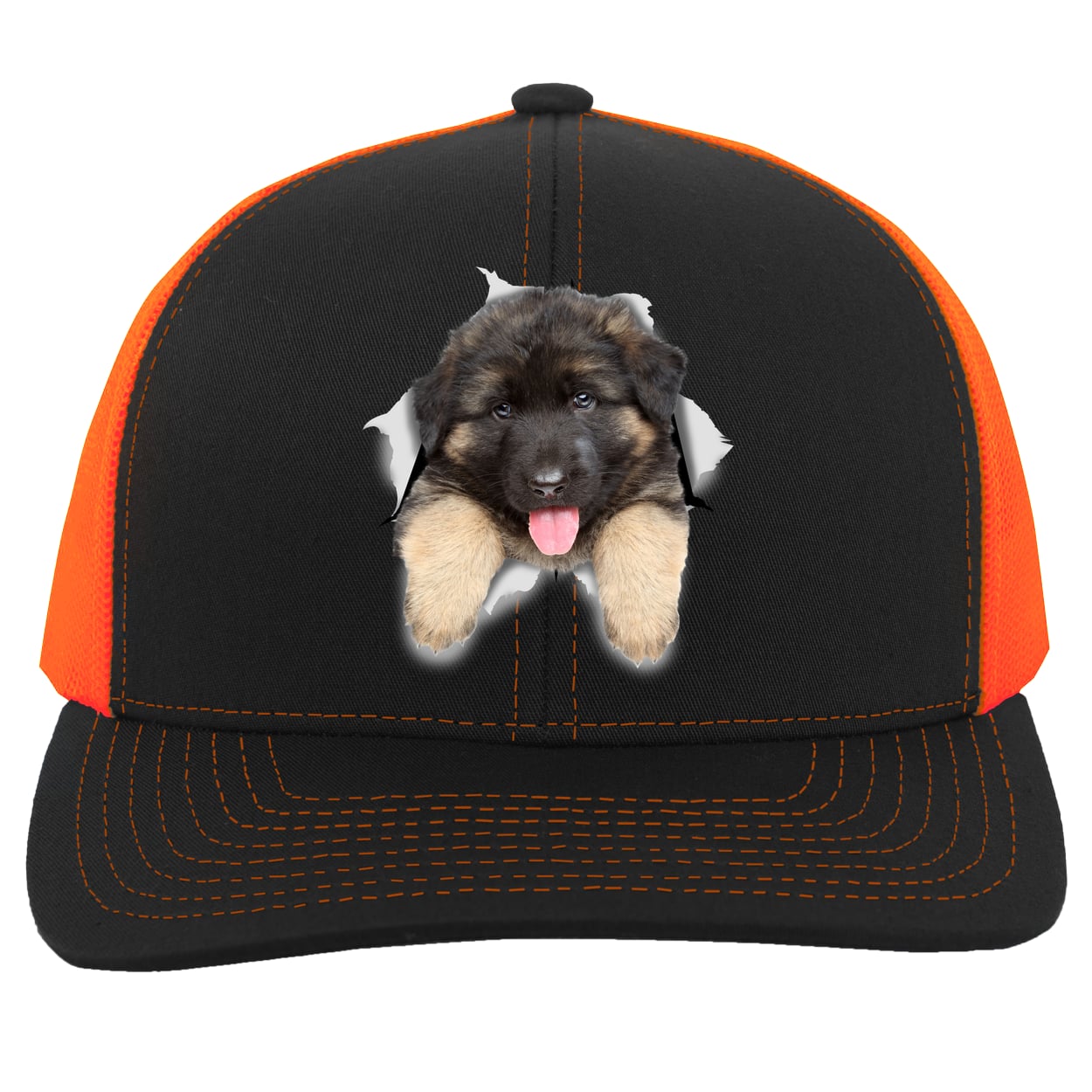 104C Trucker Snap Back - Black/Neon Orange