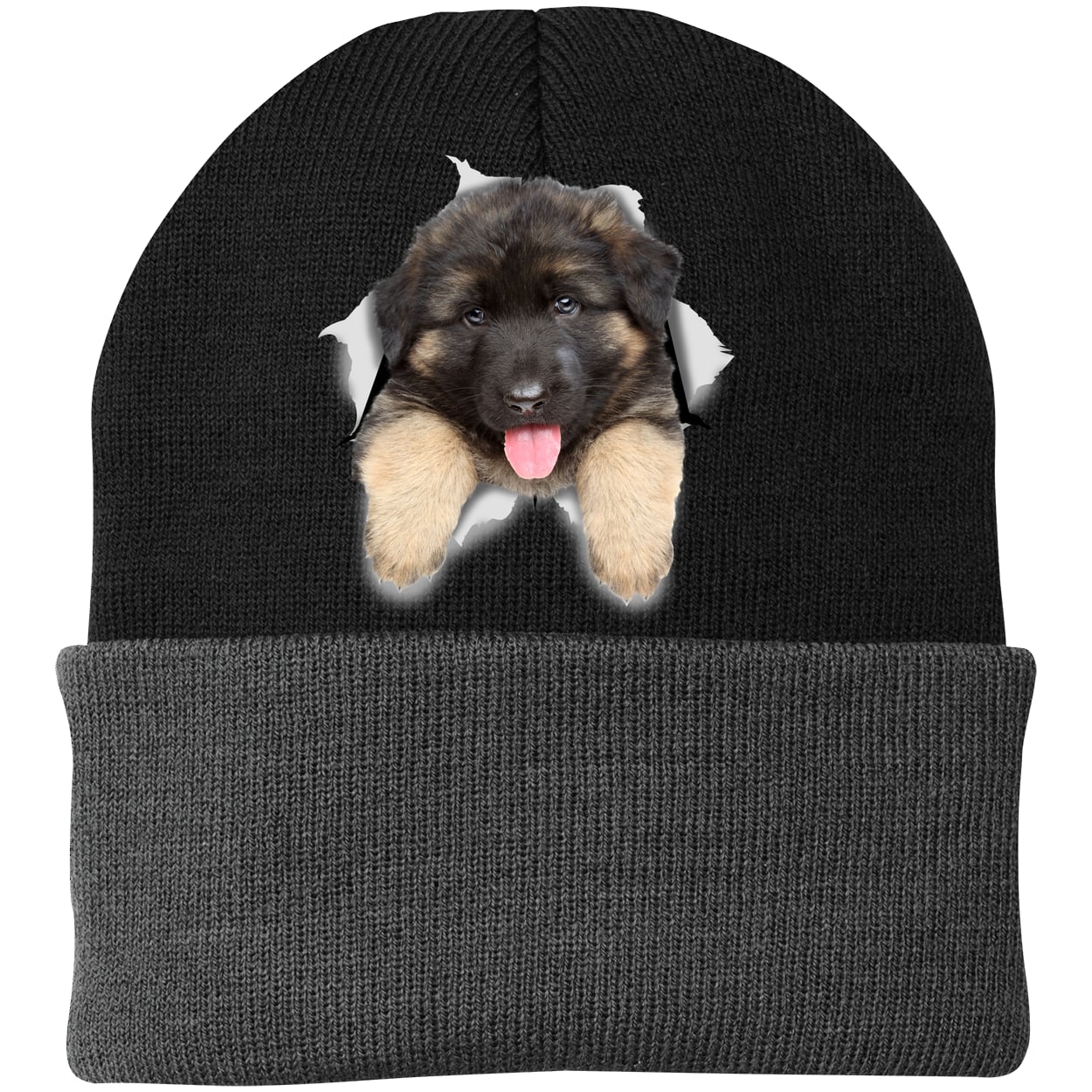 CP90 Port & Company Knit Beanie - Black/Gray