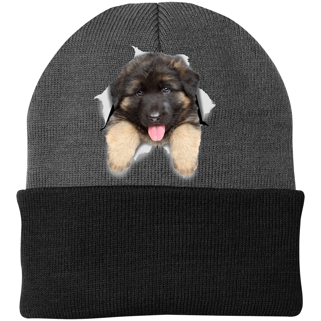 CP90 Port & Company Knit Beanie - Athletic Oxford/Black