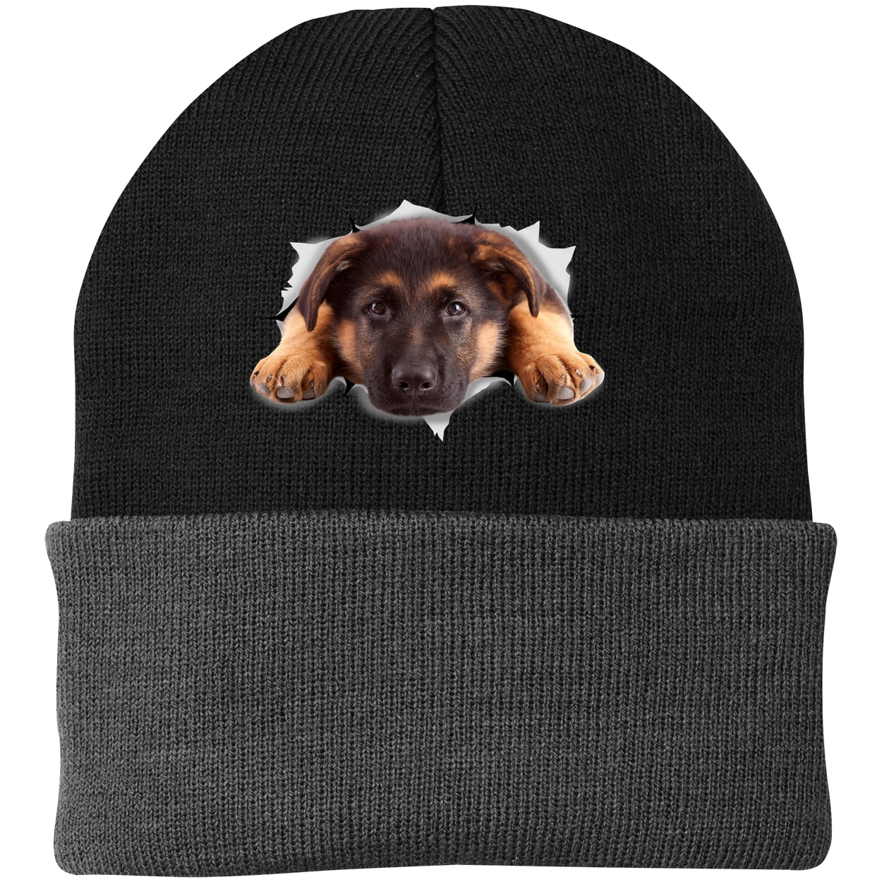 CP90 Port & Company Knit Beanie - Black/Gray