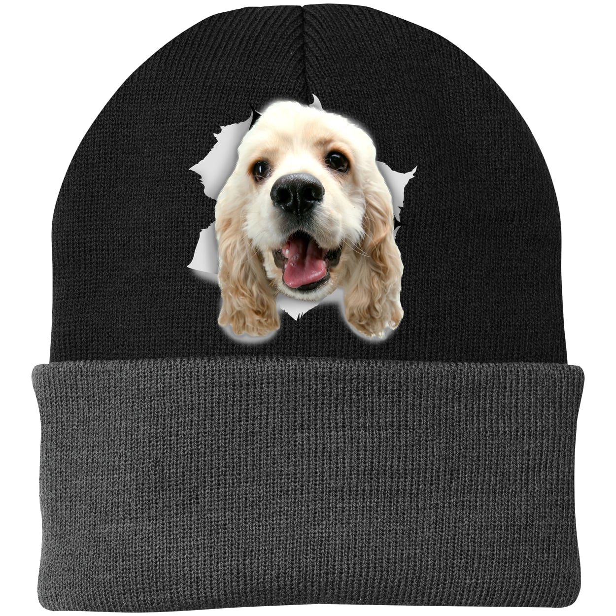 CP90 Port & Company Knit Beanie - Black/Gray