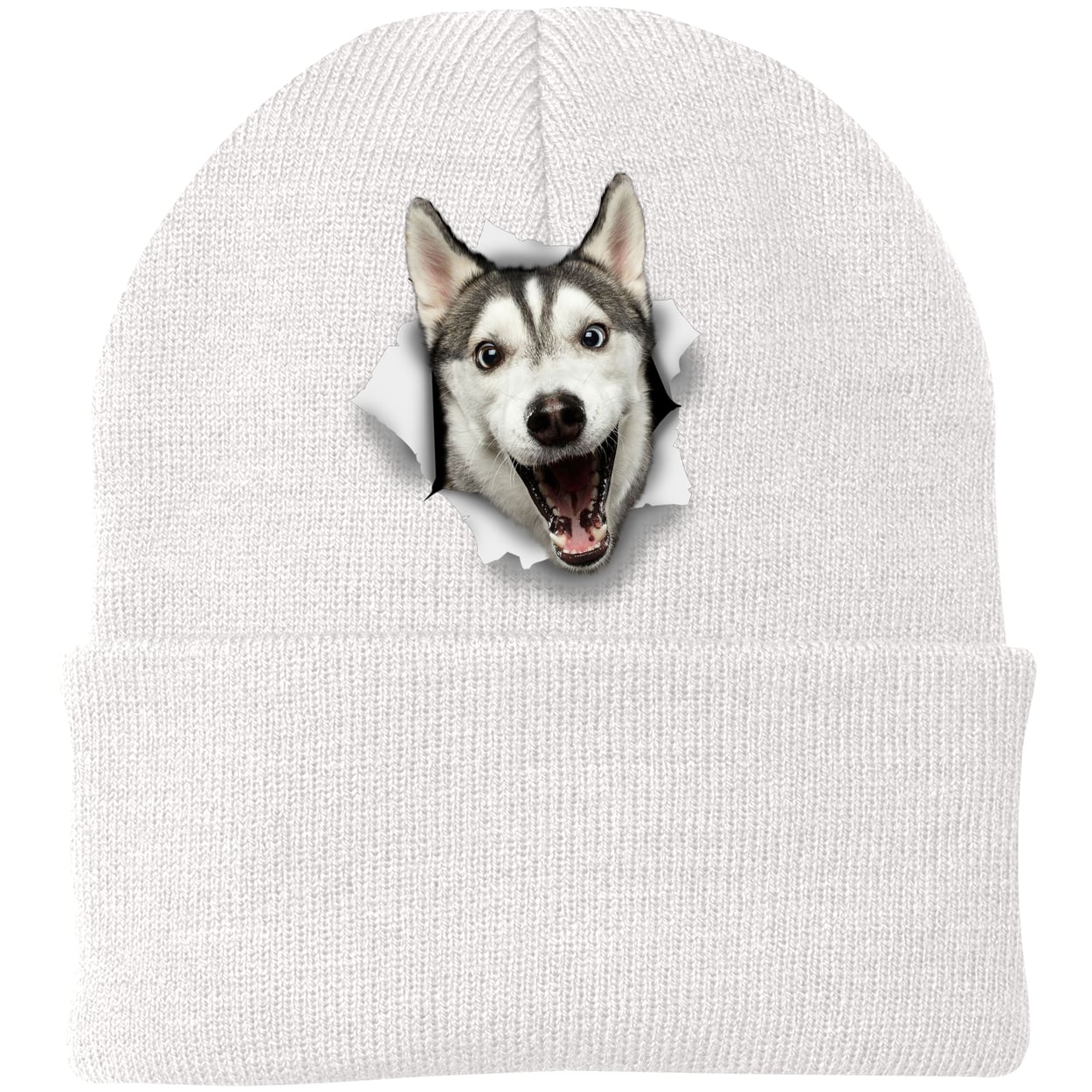 CP90 Port & Company Knit Beanie - White