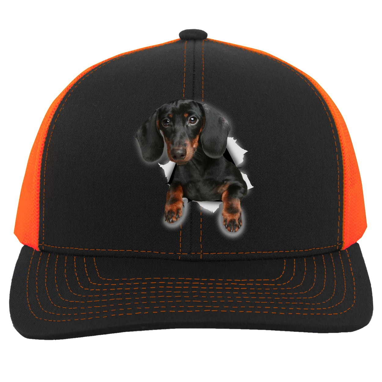 104C Trucker Snap Back - Black/Neon Orange