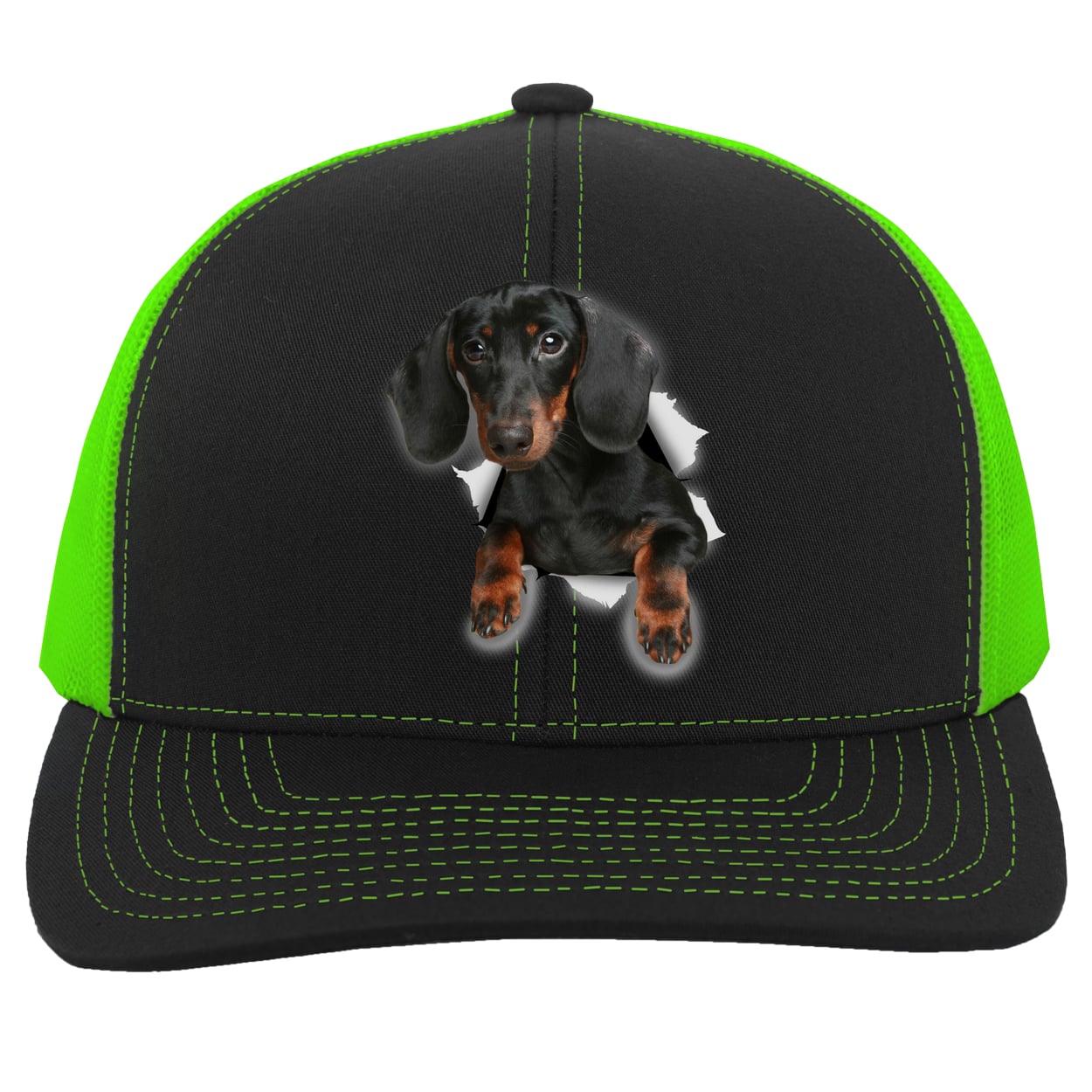 104C Trucker Snap Back - Black/Neon Green