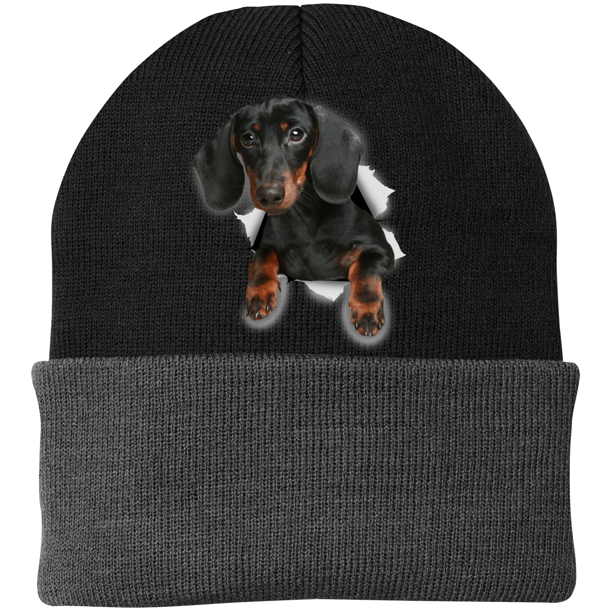 CP90 Port & Company Knit Beanie - Black/Gray