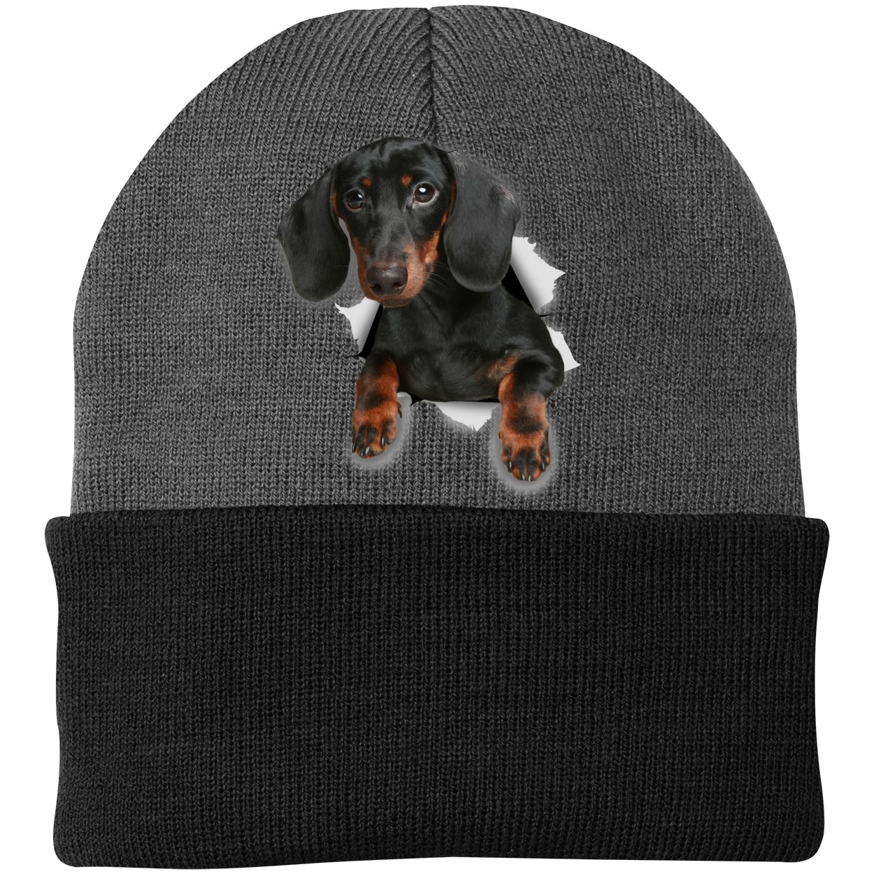 CP90 Port & Company Knit Beanie - Athletic Oxford/Black