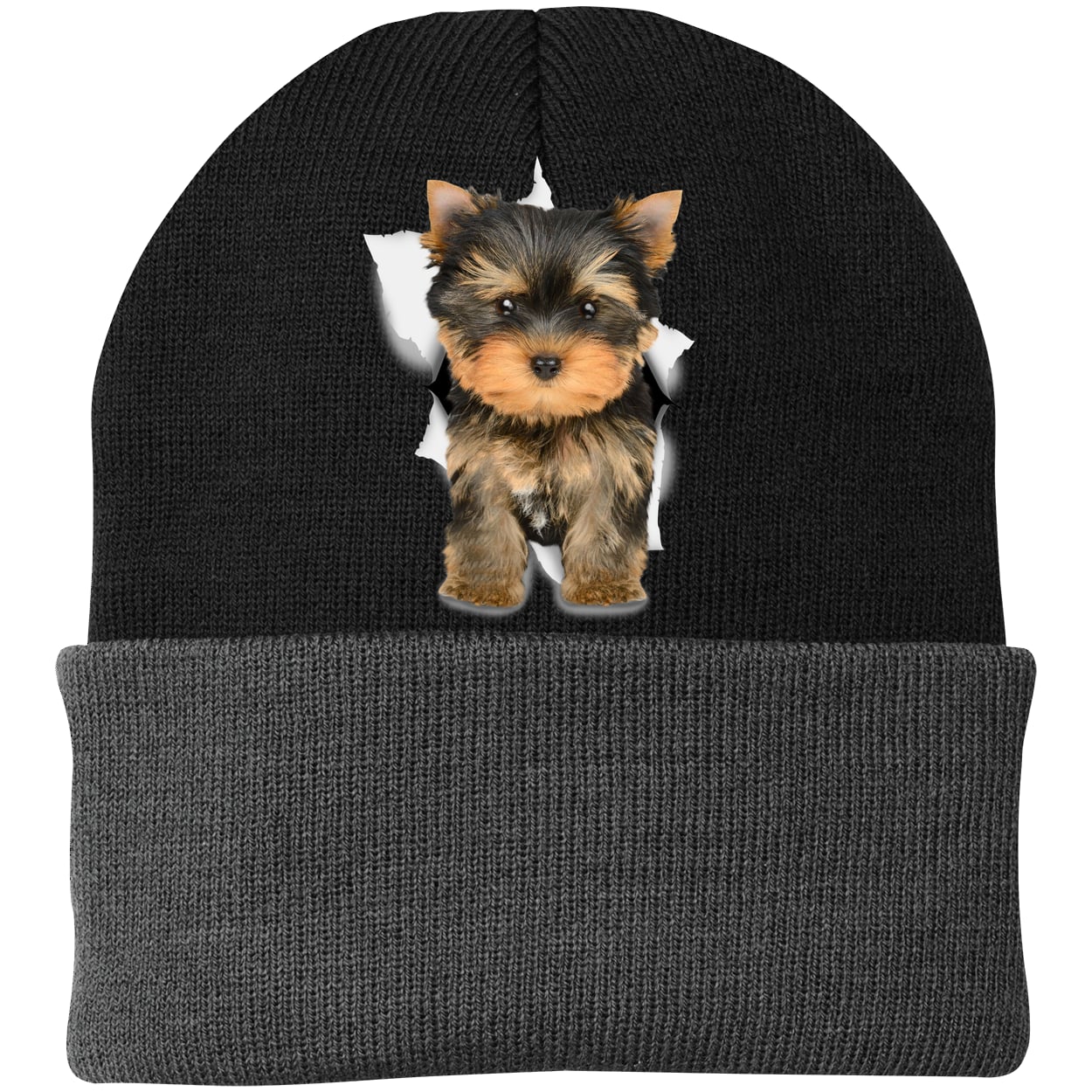 CP90 Port & Company Knit Beanie - Black/Gray
