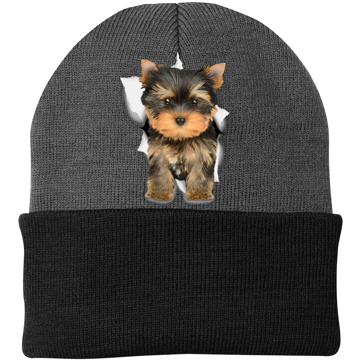 CP90 Port & Company Knit Beanie - Athletic Oxford/Black