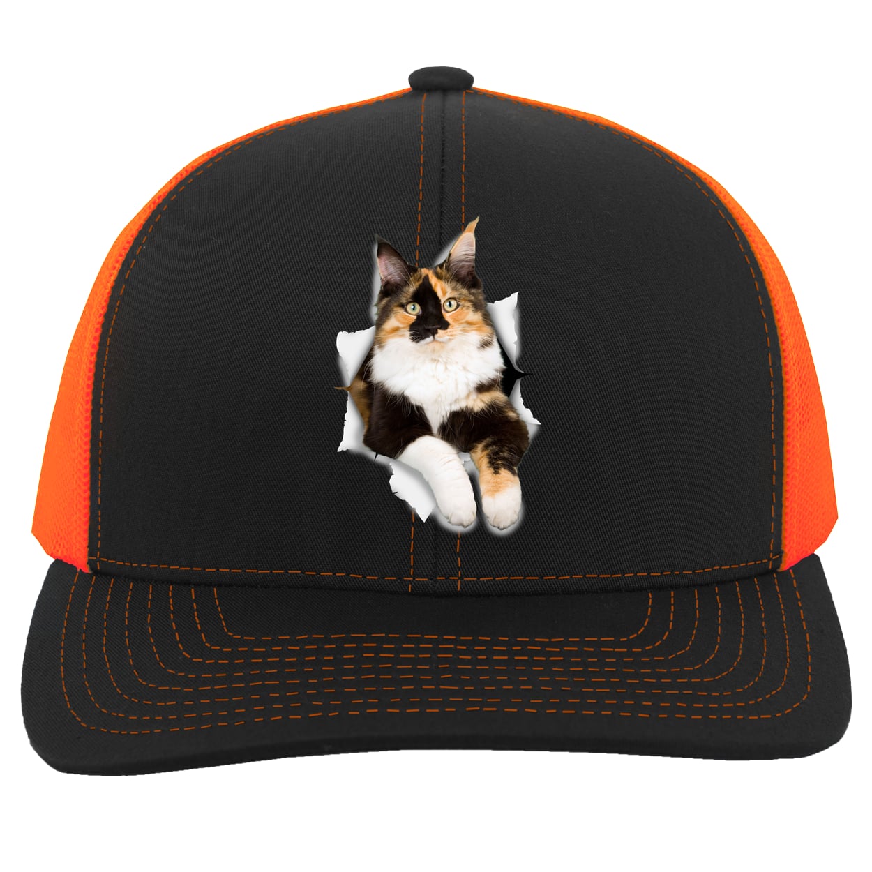 104C Trucker Snap Back - Black/Neon Orange