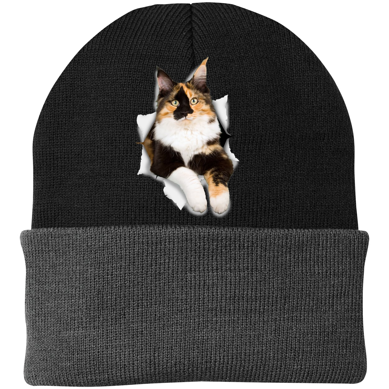 CP90 Port & Company Knit Beanie - Black/Gray