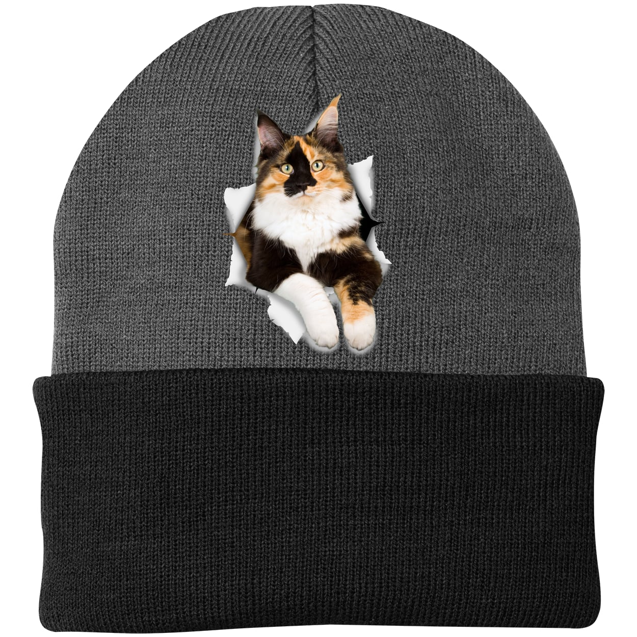 CP90 Port & Company Knit Beanie - Athletic Oxford/Black