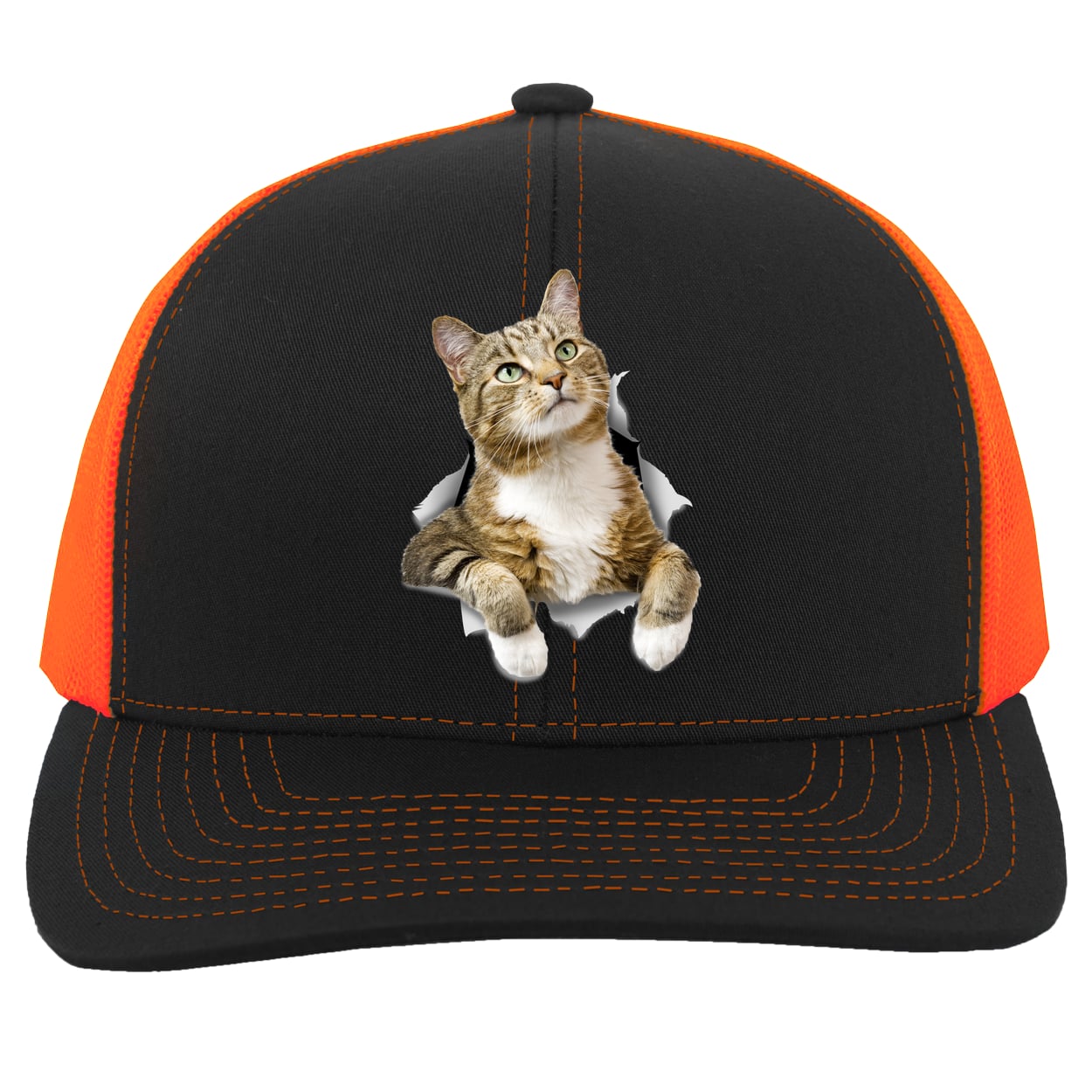 104C Trucker Snap Back - Black/Neon Orange