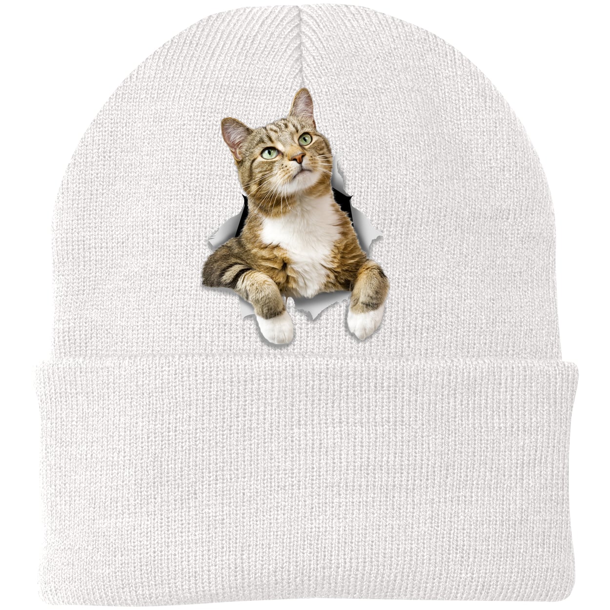 CP90 Port & Company Knit Beanie - White