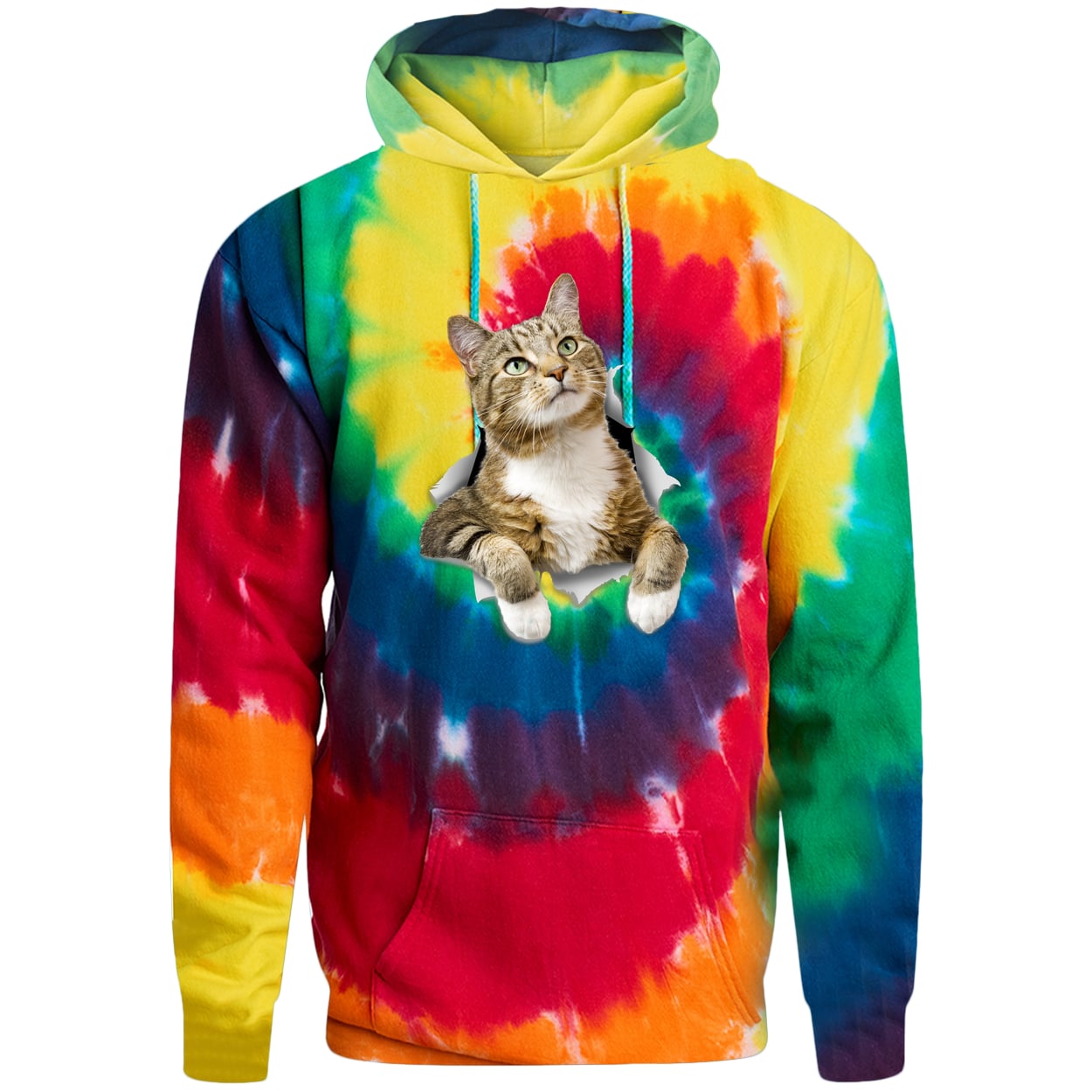 PC146 Port & Company Adult Tie-Dye Pullover Hoodie - Rainbow