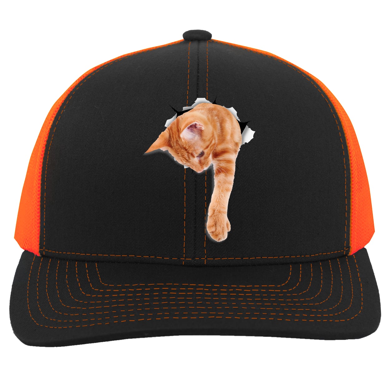 104C Trucker Snap Back - Black/Neon Orange