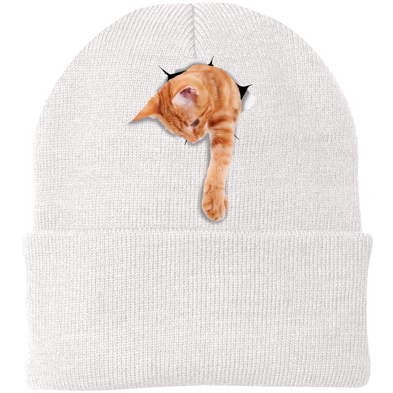 CP90 Port & Company Knit Beanie - White