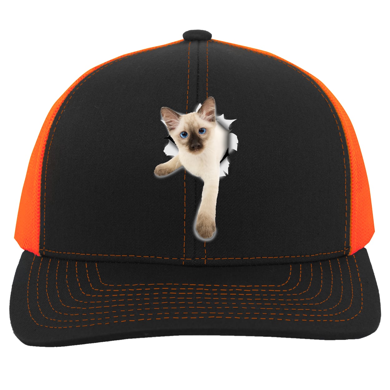 104C Trucker Snap Back - Black/Neon Orange