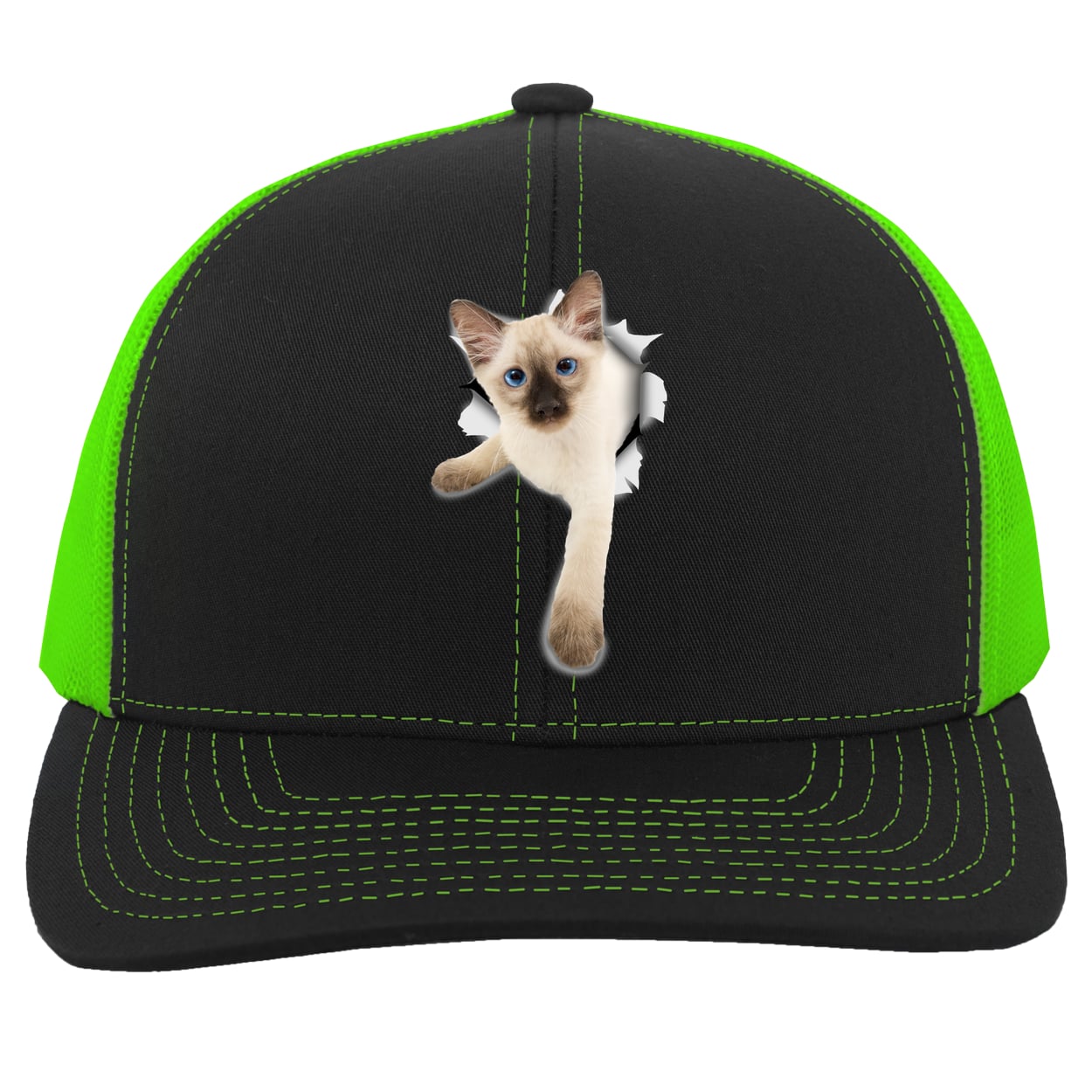 104C Trucker Snap Back - Black/Neon Green