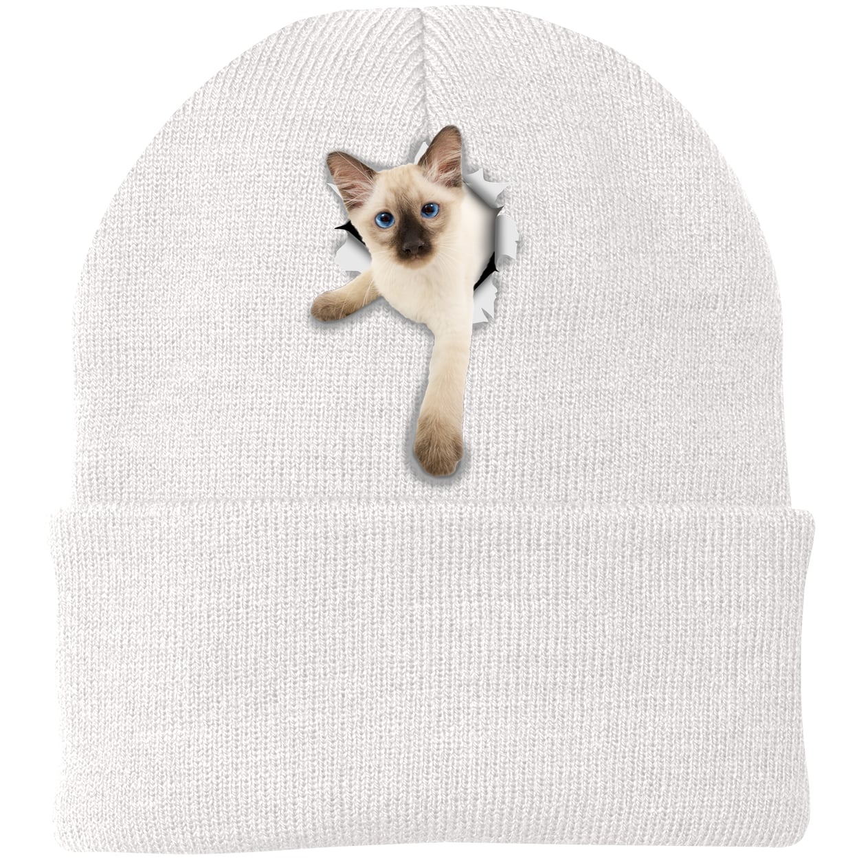 CP90 Port & Company Knit Beanie - White