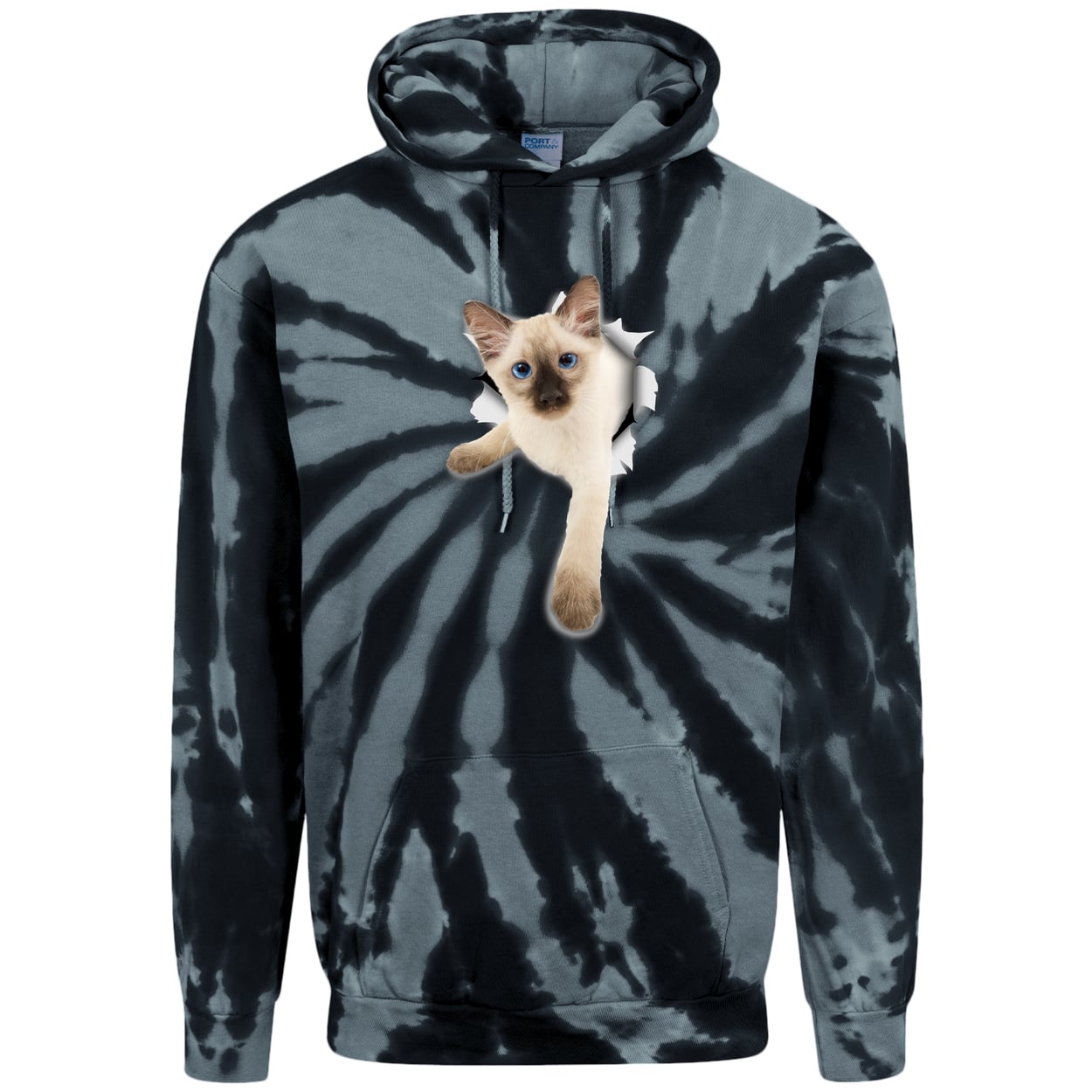 PC146 Port & Company Adult Tie-Dye Pullover Hoodie - Black