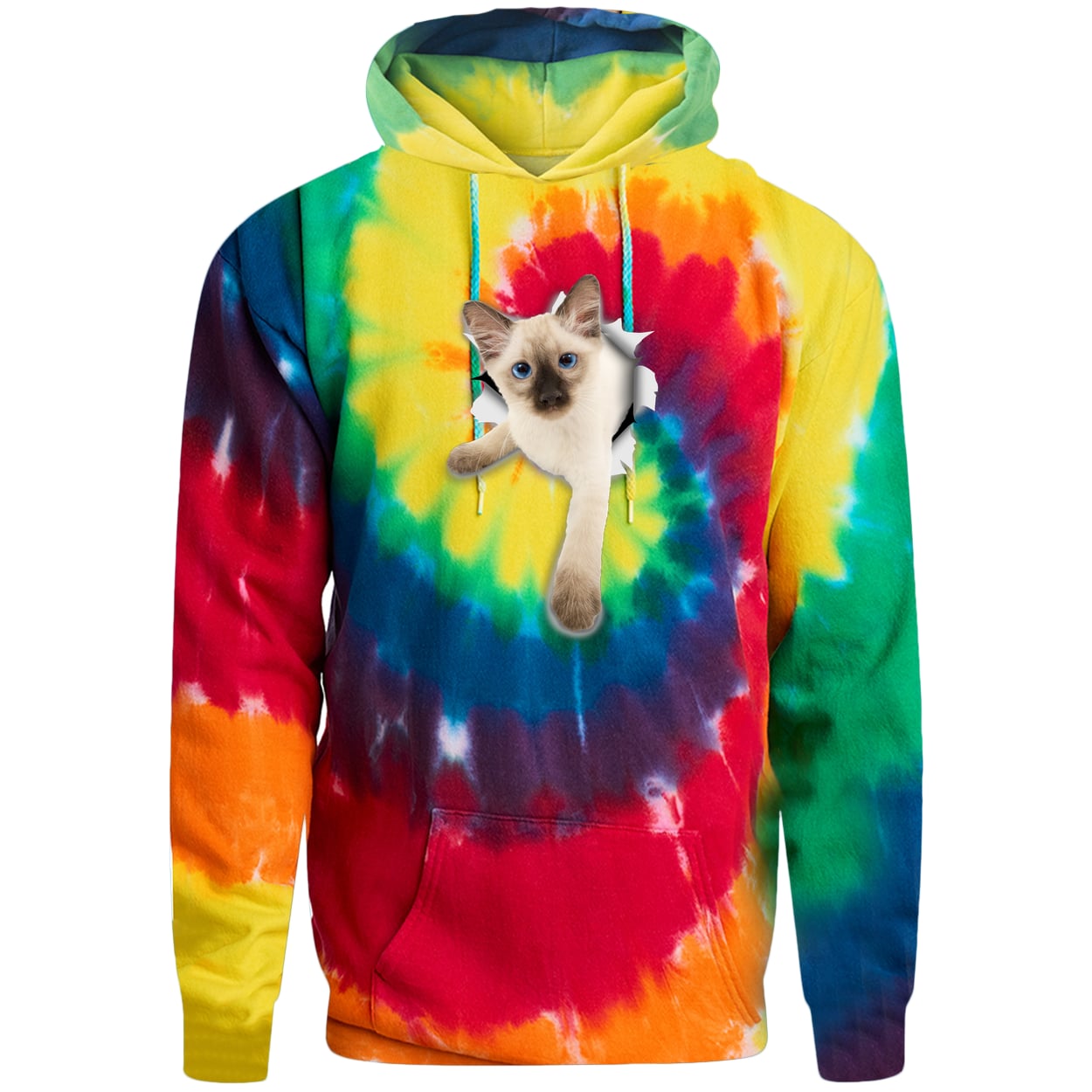 PC146 Port & Company Adult Tie-Dye Pullover Hoodie - Rainbow