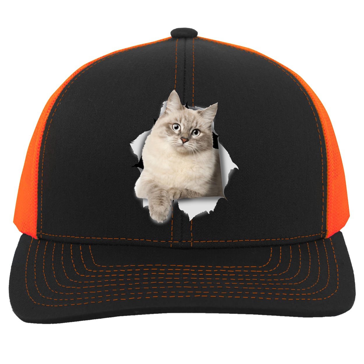 104C Trucker Snap Back - Black/Neon Orange