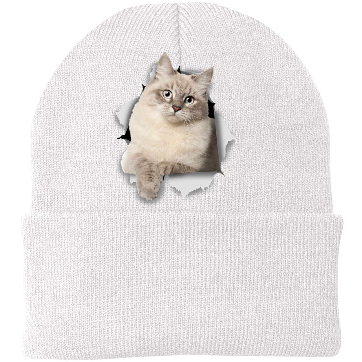 CP90 Port & Company Knit Beanie - White