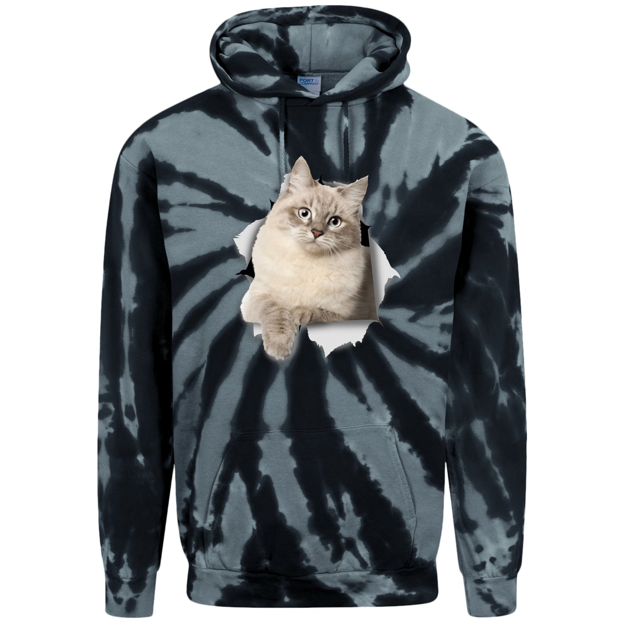 PC146 Port & Company Adult Tie-Dye Pullover Hoodie - Black
