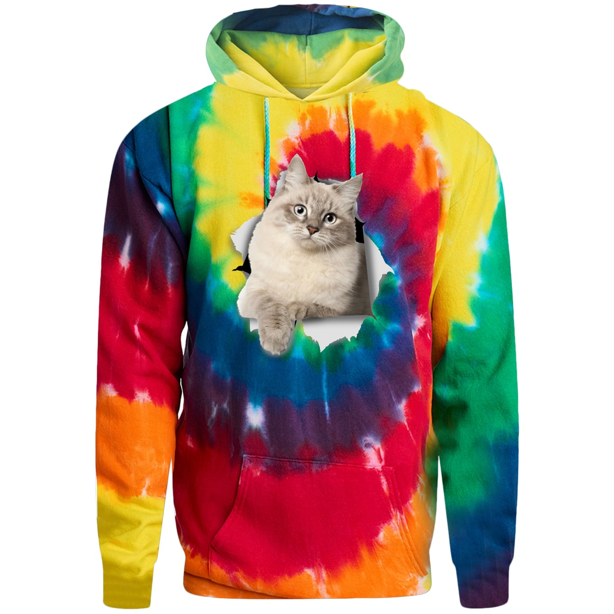 PC146 Port & Company Adult Tie-Dye Pullover Hoodie - Rainbow
