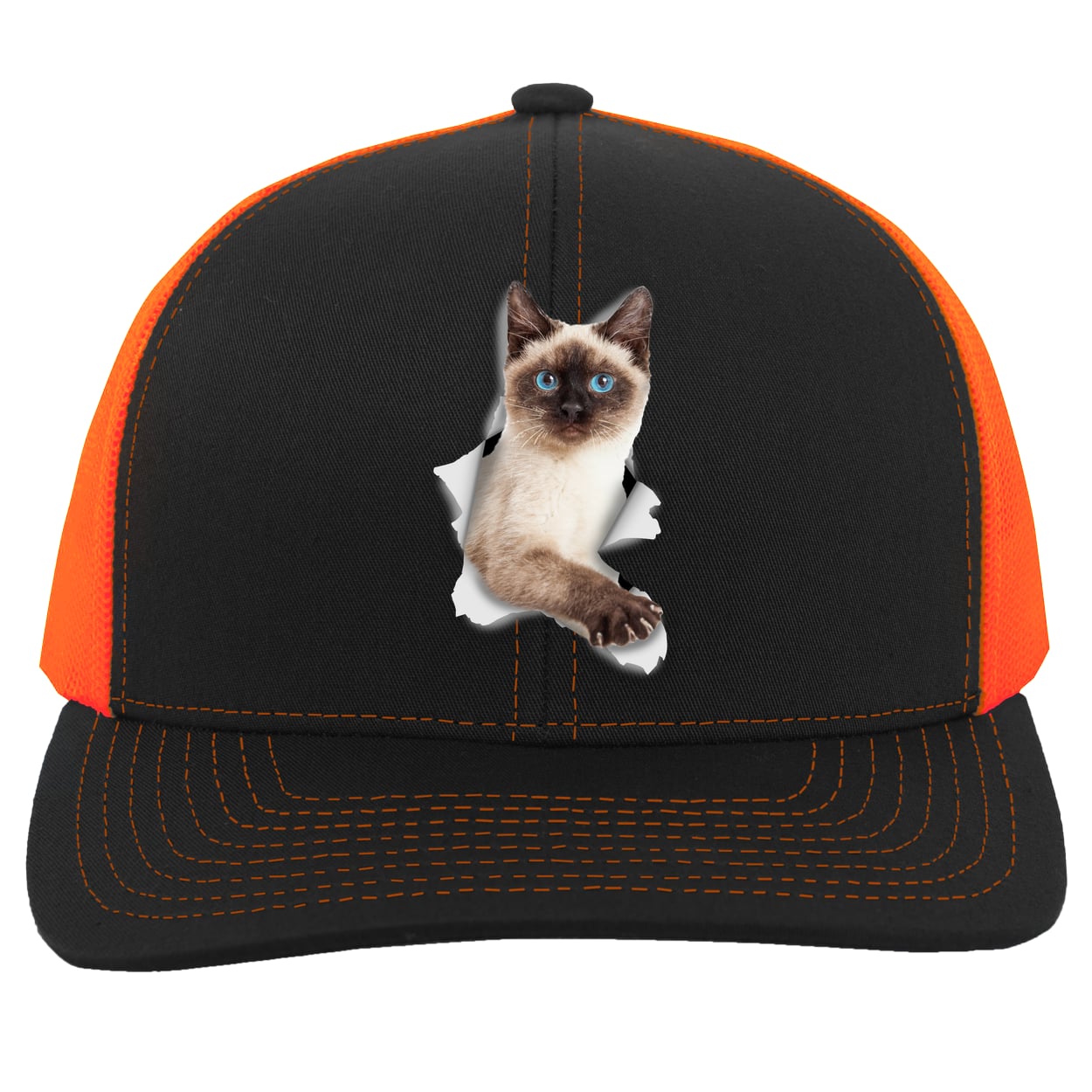 104C Trucker Snap Back - Black/Neon Orange