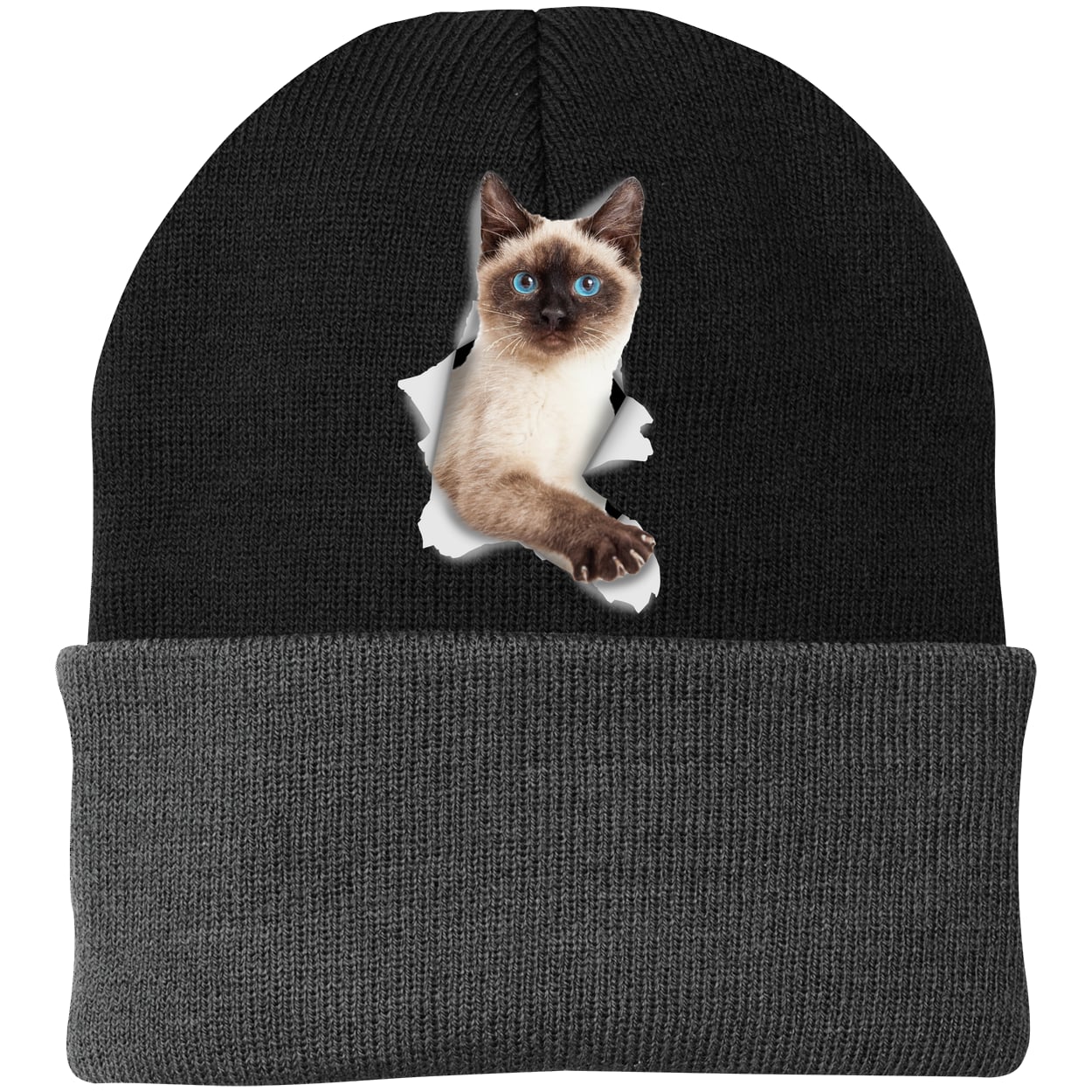 CP90 Port & Company Knit Beanie - Black/Gray