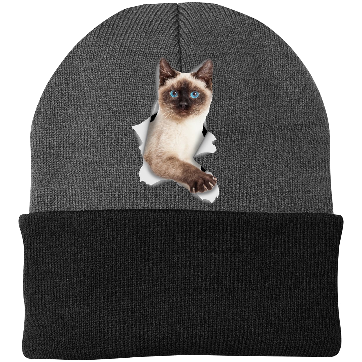 CP90 Port & Company Knit Beanie - Athletic Oxford/Black