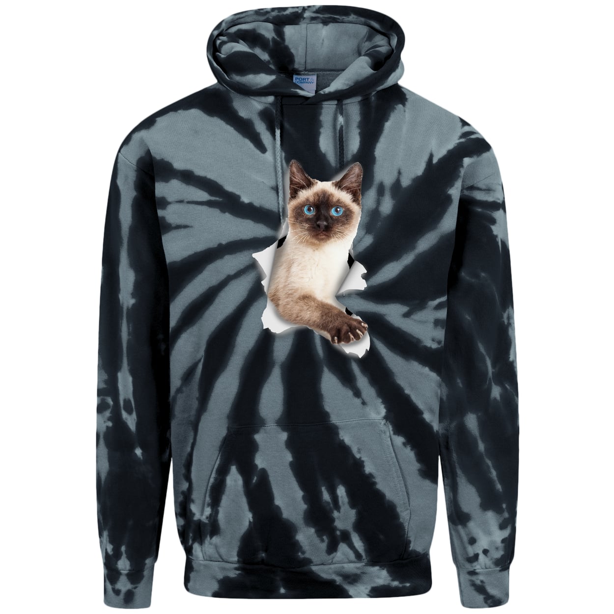 PC146 Port & Company Adult Tie-Dye Pullover Hoodie - Black