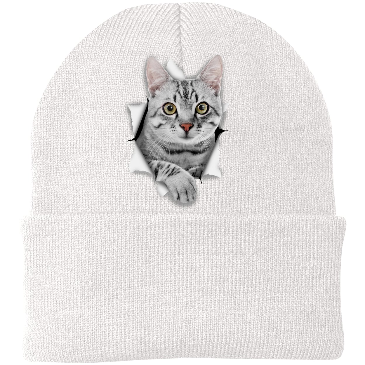 CP90 Port & Company Knit Beanie - White