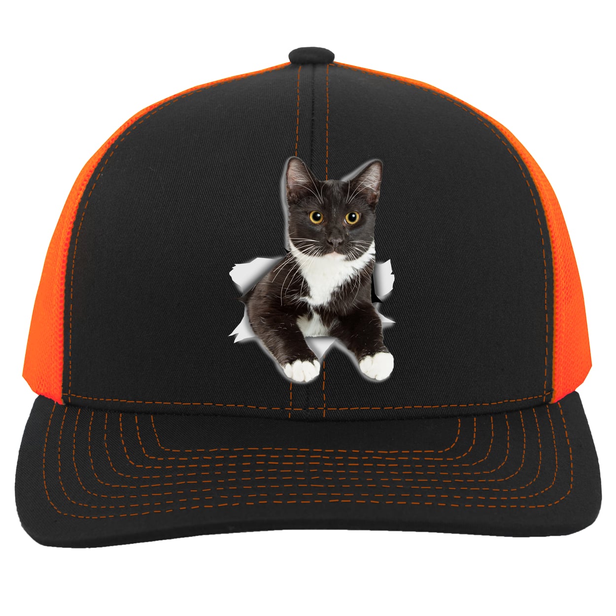 104C Trucker Snap Back - Black/Neon Orange