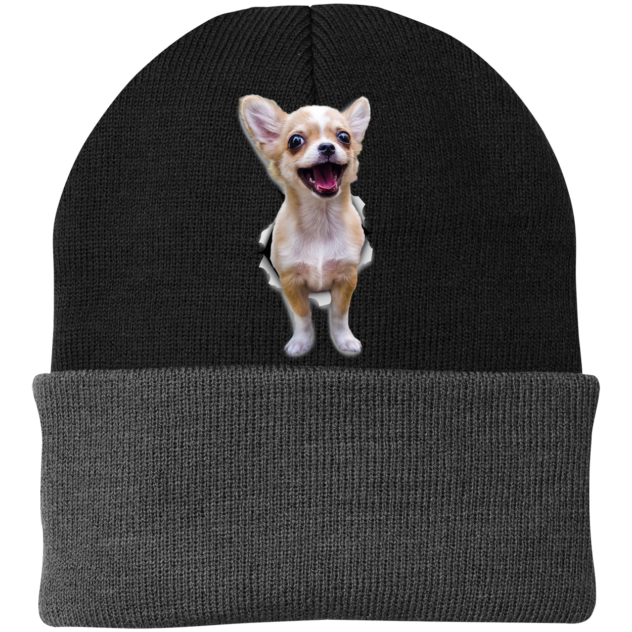 CP90 Port & Company Knit Beanie - Black/Gray
