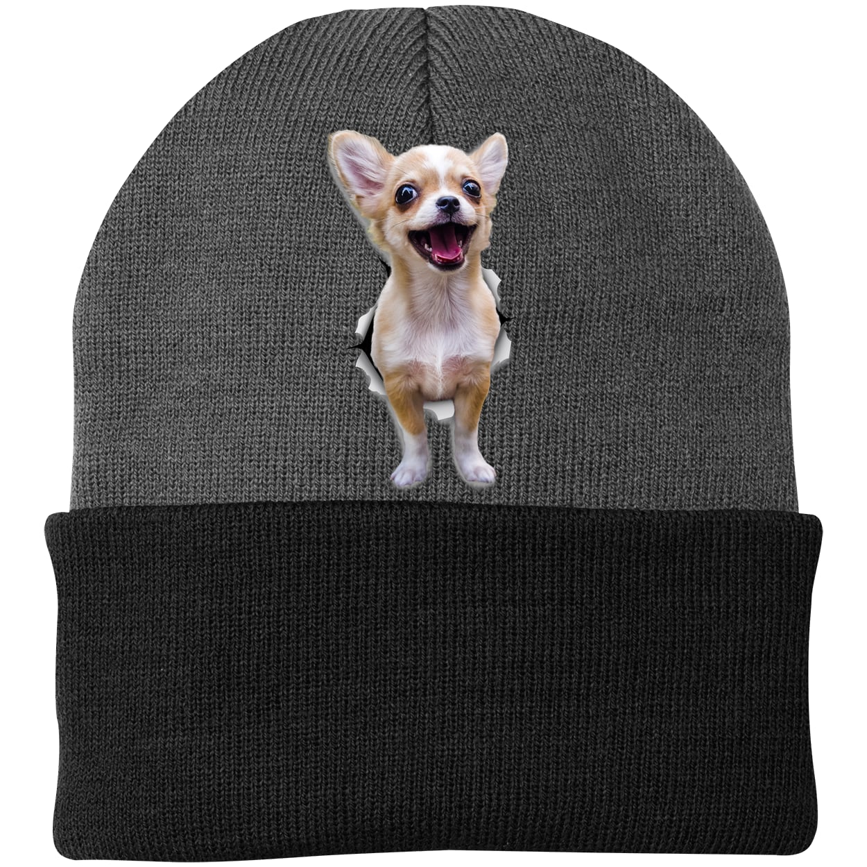 CP90 Port & Company Knit Beanie - Athletic Oxford/Black