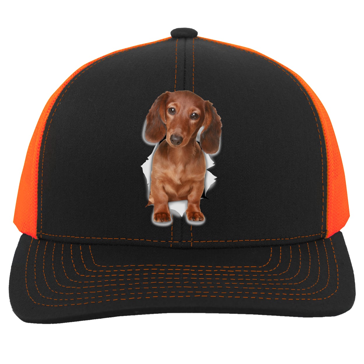 104C Trucker Snap Back - Black/Neon Orange