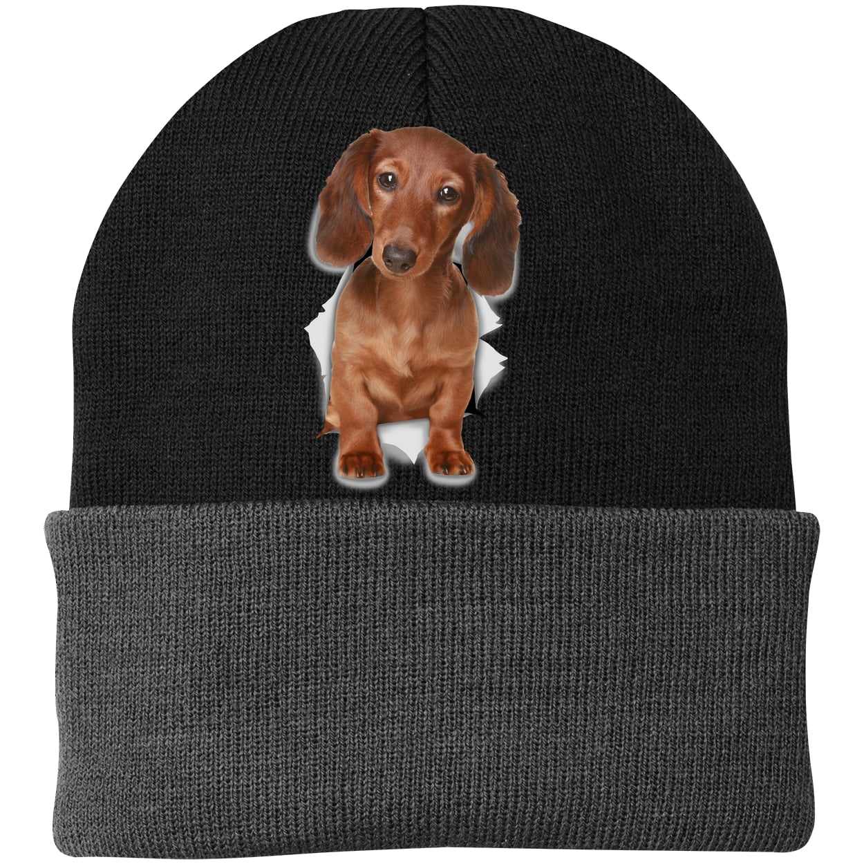 CP90 Port & Company Knit Beanie - Black/Gray