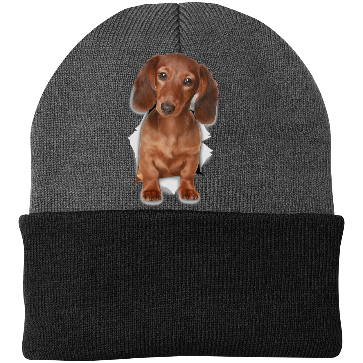 CP90 Port & Company Knit Beanie - Athletic Oxford/Black