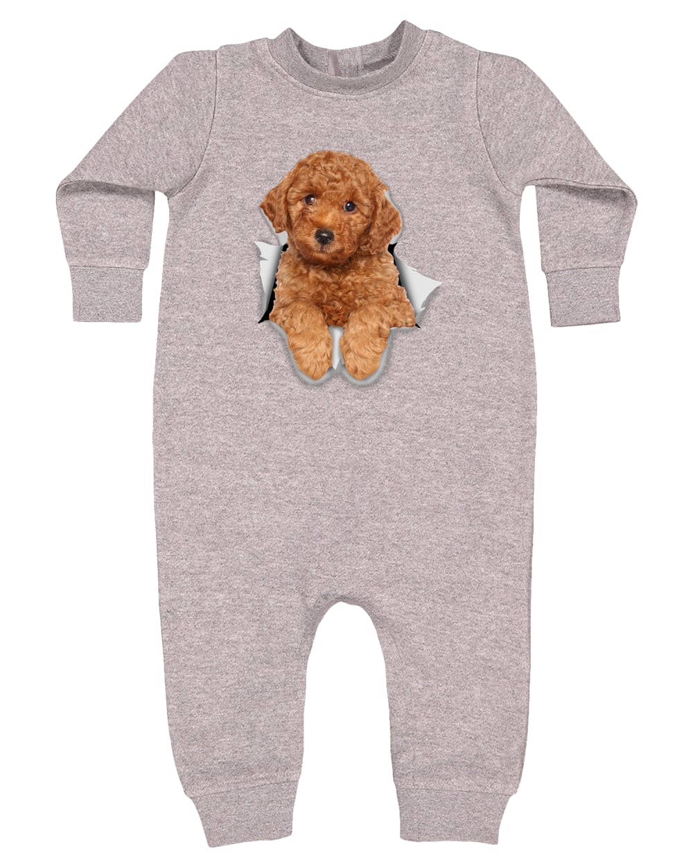4447 Rabbit Skins Infant Fleece One-Piece Bodysuit - Heather Grey